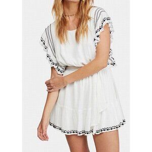 FREE PEOPLE Weekend Brunch Embroidered Dress In Ivory